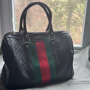 GG Boston Black Leather Bag